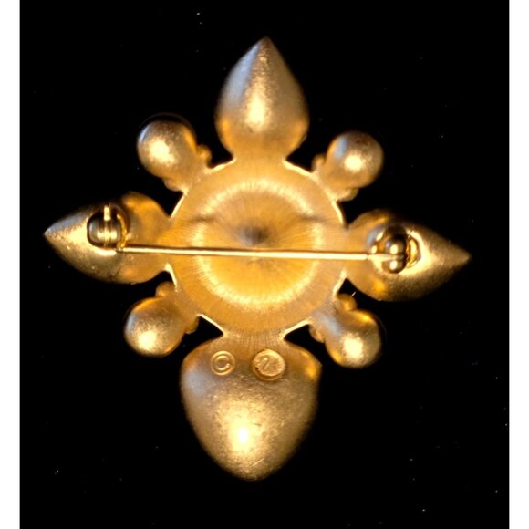 Swarovski Swan Citrine-Pearl-Clear Crystal Brooch Signed Vintage - Picture 4 of 5